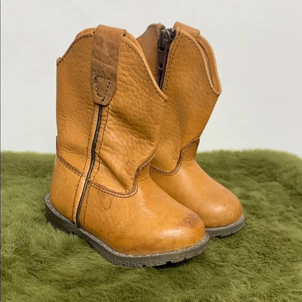Smoky Mountain Boots Tan Western Leather Boots with Side Zippers and Rubber Sole